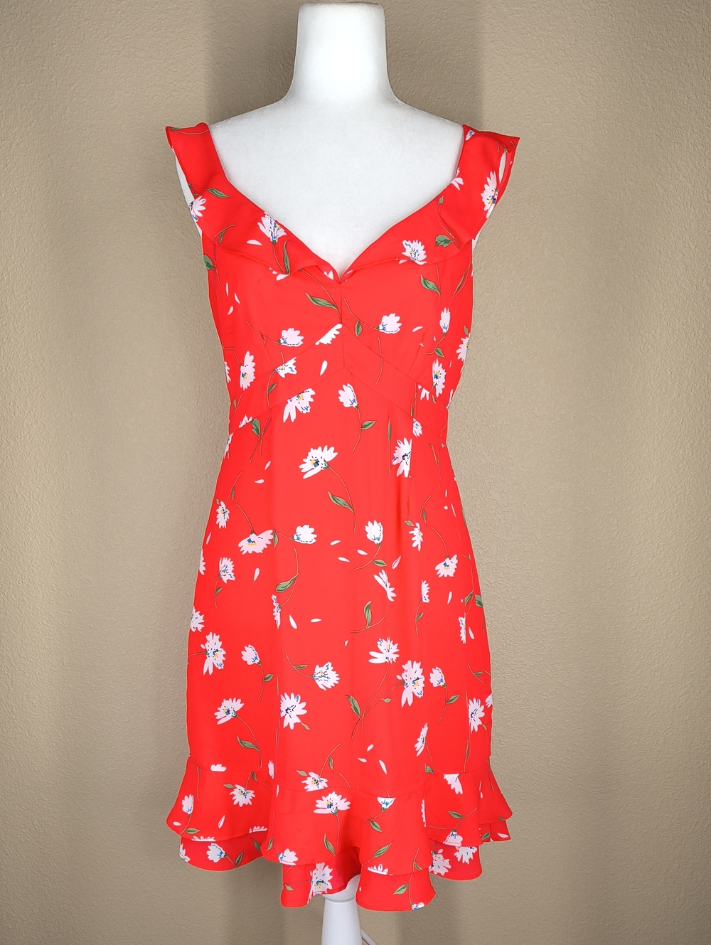 Sugarlips Women’s Red Floral Ruffle-Hem Dress Size Medium